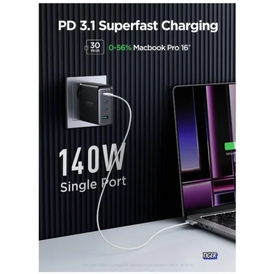Dviced Wall Charger 140w Gan CC UK - Black